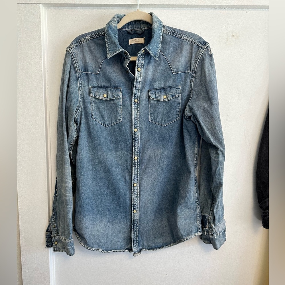 All Saints Denim distressed shirt
